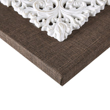 Load image into Gallery viewer, White Mandala Trinity - White/Brown Linen Canvas with 3D Embellishement 3 Piece Set
