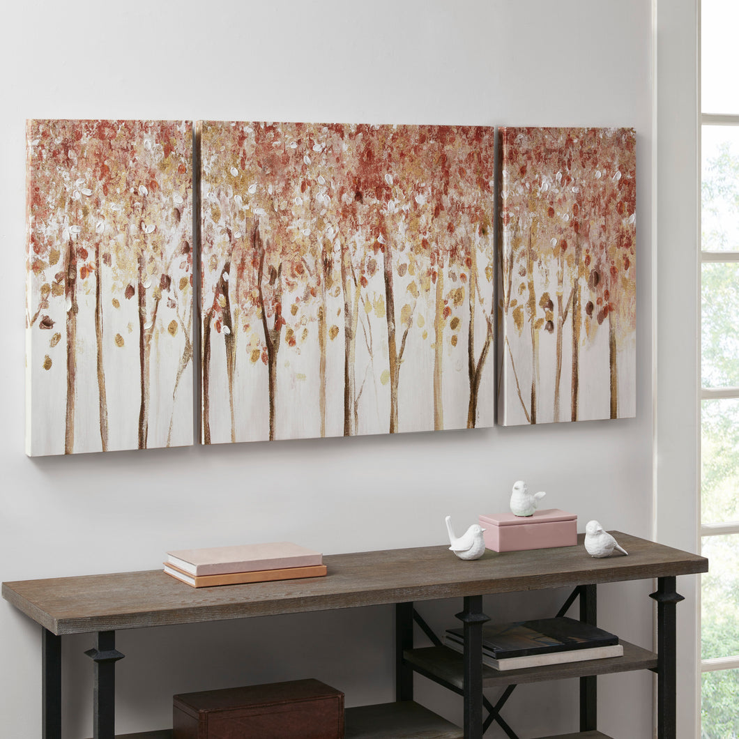 Autumn Forest - Red 3pc set Printed Canvas with 50%  Knife Pallet Embellishment