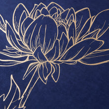 Load image into Gallery viewer, Velvet Lotus - Navy/Gold Framed Foiled Velour Canvas
