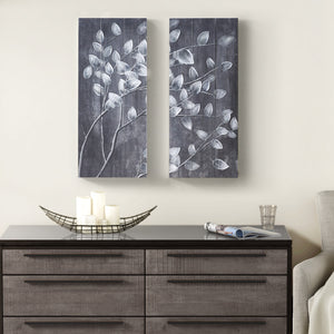 Grey Branches - Reclaimed Grey 15X35" 2Pcs/Set Printed On Wood With 50% Handpainting