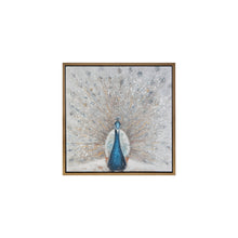 Load image into Gallery viewer, Gilded Peacock - Blue/Neutral Framed Canvas with Gold Foil and 30% Embellishment
