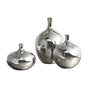 Ansen - Silver Metallic Vase 3 Piece Set