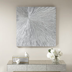 Sunburst - Silver 100% Hand Painted Dimensional Resin Wall Decor