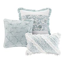 Load image into Gallery viewer, Dawn - Blue 100% Cotton Printed Pieced 9pcs Comforter Set w/ Pintuck
