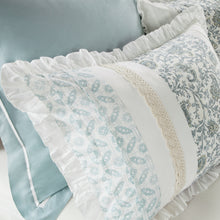 Load image into Gallery viewer, Dawn - Coral 100% Cotton Percale Printed Piecing Pintuck Rushed Flange 9pcs Comforter Set
