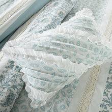 Load image into Gallery viewer, Dawn - Coral 100% Cotton Percale Printed Piecing Pintuck Ruched Flange 9pcs Comforter Set
