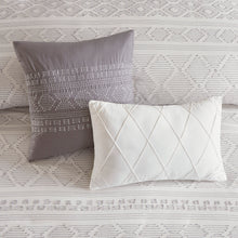 Load image into Gallery viewer, Lizbeth - White/Grey 100% Cotton 5pcs Clip Jacquard Comforter Set
