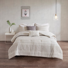 Load image into Gallery viewer, Lizbeth - White/Grey 100% Cotton 5pcs Clip Jacquard Comforter Set
