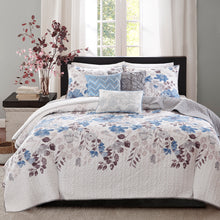 Load image into Gallery viewer, Luna - Blue 100% Polyester Microfiber Printed 6pcs Coverlet Set
