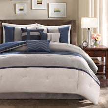 Load image into Gallery viewer, Palisades - Blue 100% Polyester Microsuede Solid Pieced 7pcs Comforter Set
