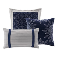 Load image into Gallery viewer, Palmer - Blue 100% Polyester Microsuede Pieced 7pcs Comforter Set
