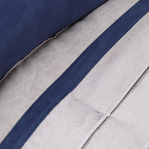 Palmer - Blue 100% Polyester Microsuede Pieced 7pcs Comforter Set
