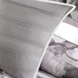 Serena - Grey 100% Cotton Sateen Printed 7pcs Comforter Set