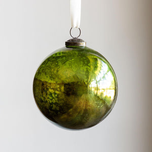 Antique Mercury Glass Ball Ornament, Citrus Green, Large