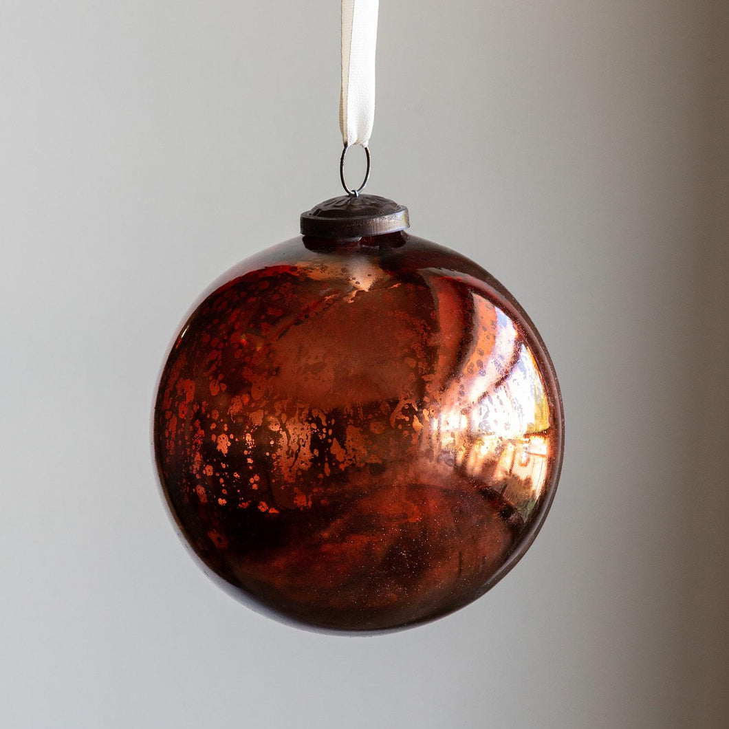 Antique Mercury Glass Ball Ornament, Plum, Large