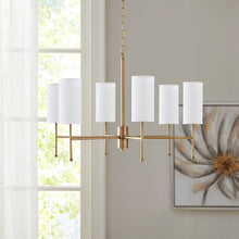 Load image into Gallery viewer, Maria 6  Light Chandelier - 12 Shades  (Black and White) - Plated Gold
