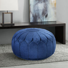 Load image into Gallery viewer, Kelsey Round Pouf Ottoman - Blue
