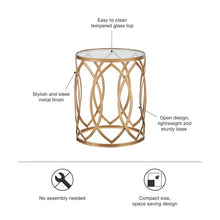 Load image into Gallery viewer, Arlo Metal Eyelet Accent Table - Gold/Glass
