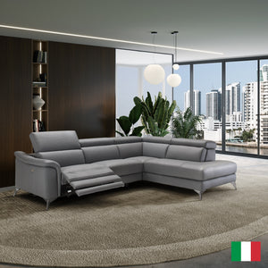 Coronelli Collezioni Monte Carlo - Italian Modern Grey Leather RAF Sectional Sofa