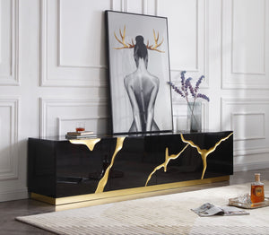 Modrest Aspen - Modern Black & Gold TV Stand