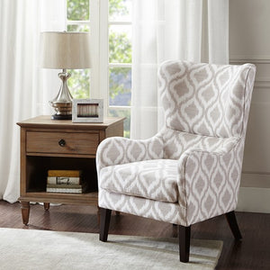Arianna Swoop Wing Chair - Grey/White