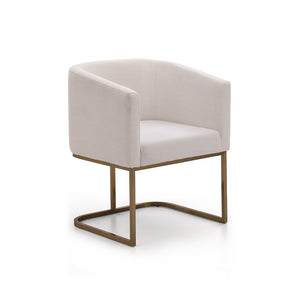 Modrest Yukon Modern White Fabric and Antique Brass Dining Chair