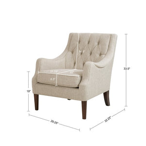 Qwen Button Tufted Accent Chair - Beige