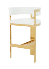 Load image into Gallery viewer, Modrest Boswell - Modern White + Gold Barstool
