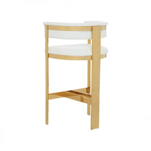 Load image into Gallery viewer, Modrest Boswell - Modern White + Gold Barstool
