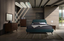 Load image into Gallery viewer, Modrest Lewis Mid-Century Modern Teal &amp; Walnut Bed
