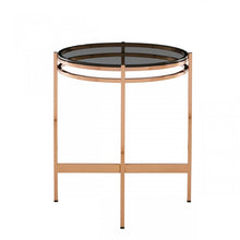 Load image into Gallery viewer, Modrest Bradford - Modern Smoked Glass &amp; Rosegold Small End Table
