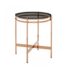 Load image into Gallery viewer, Modrest Bradford - Modern Smoked Glass &amp; Rosegold End Table
