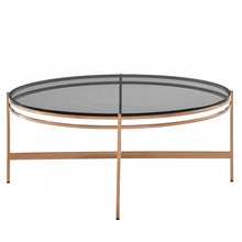 Load image into Gallery viewer, Modrest Bradford - Modern Smoked Glass &amp; Rosegold Coffee Table
