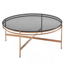 Load image into Gallery viewer, Modrest Bradford - Modern Smoked Glass &amp; Rosegold Coffee Table
