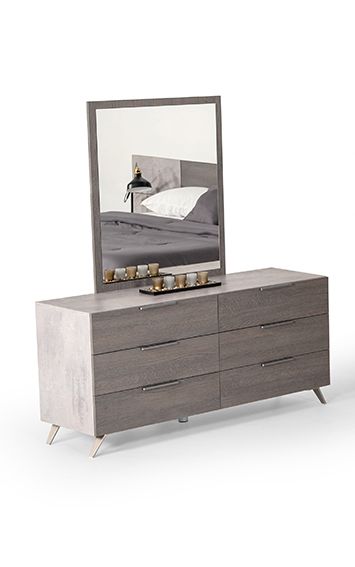 Nova Domus Bronx Italian Modern Faux Concrete & Grey Dresser & Mirror Set