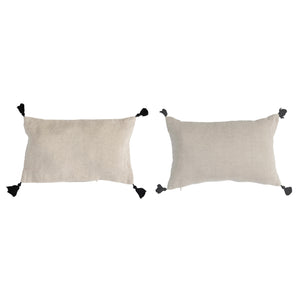 Halloween Lumbar Linen Pillow, Natural + Black