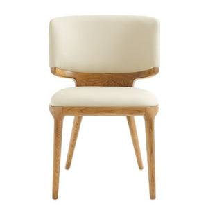 Modrest Stanley - Contemporary Cream Leatherette and Walnut Set of  Two Dining Chairs
