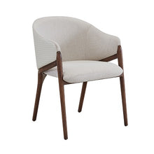Load image into Gallery viewer, Modrest Lunde Cream Fabric and Walnut Arm Dining Chair
