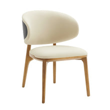 Load image into Gallery viewer, Modrest Chance - Contemporary Cream Fabric and Brown Leatherette Walnut Dining Chair
