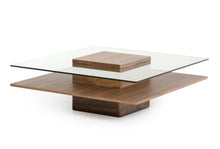 Load image into Gallery viewer, Modrest Clarion Modern Walnut and Glass Coffee Table
