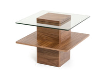 Load image into Gallery viewer, Modrest Clarion Modern Walnut and Glass End Table
