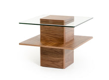 Load image into Gallery viewer, Modrest Clarion Modern Walnut and Glass End Table
