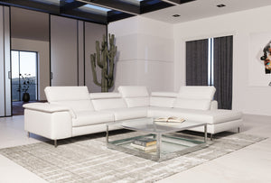 Coronelli Collezioni Viola - Italian Contemporary White Leather Right Facing Sectional Sofa