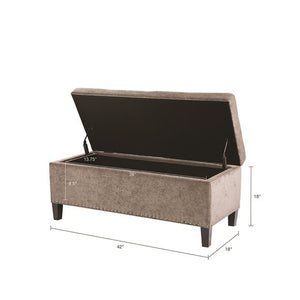 Shandra II Tufted Top Storage Bench - Taupe