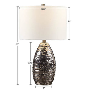 Livy Ceramic Table lamp - Silver Base/White Shade