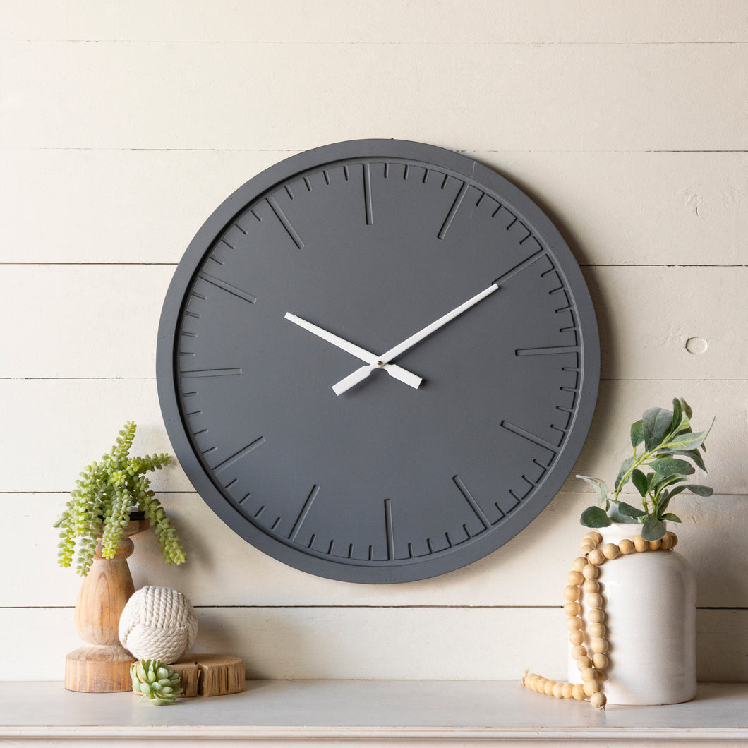 Wood Wall Clock, Dark Gray