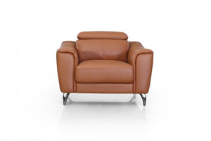 Divani Casa Danis - Modern Cognac Leather Brown Chair