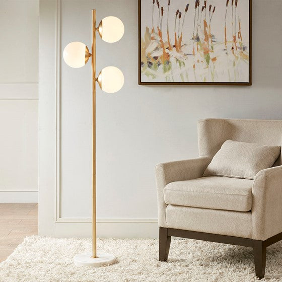 Holloway Floor Lamp - White/Gold