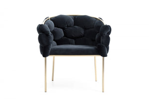 Modrest Debra - Modern Black Velvet/Brushed Brass Dining Chair