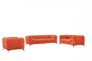 Divani Casa Delilah - Modern Orange Fabric Sofa Set